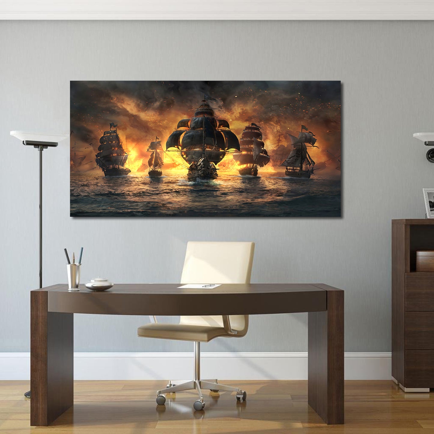 Sorventina Ghost Pirate Ship Decorations Art Prints- Pirate Wall Art, Nautical Sailboat Canvas Art Painting for Man Cave, Bar, Conquistador Poster Large Wall Art Pirate Pictures (40x20, Framed)…