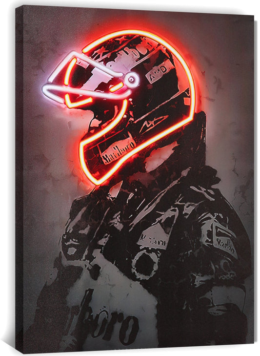 Sorventina Racing Superstar Canvas Prints Racer Driver Poster - Car Wall Art Sports Room Decor Neon Racing Posters for Living Room Bedroom Bar Home Decor Aesthetic, Wrap Framed (Red Aura)