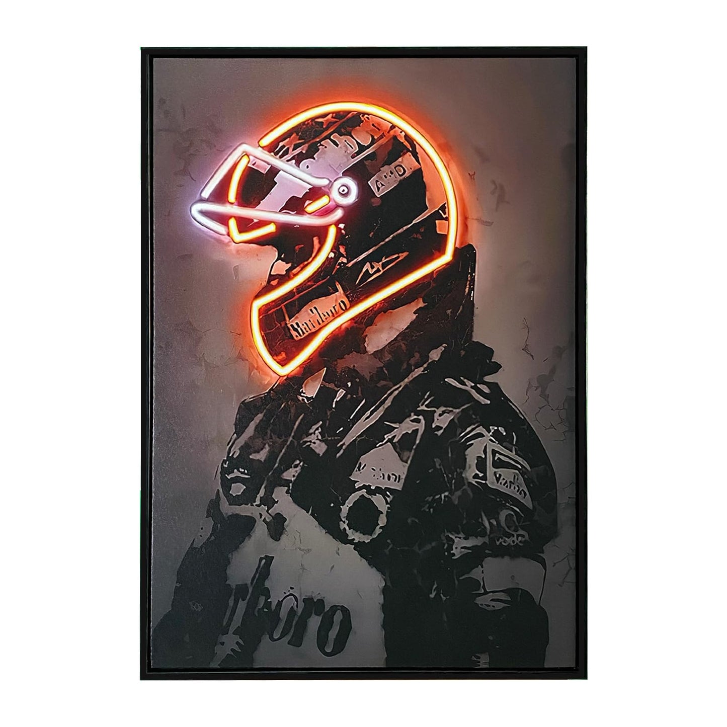 Racing Superstar Framed Canvas Prints Racer Driver Poster - Car Wall Art Sports Room Decor Neon Racing Art for Living Room Bedroom Bar Home Cool Decor Aesthetics (Red, 20x28)