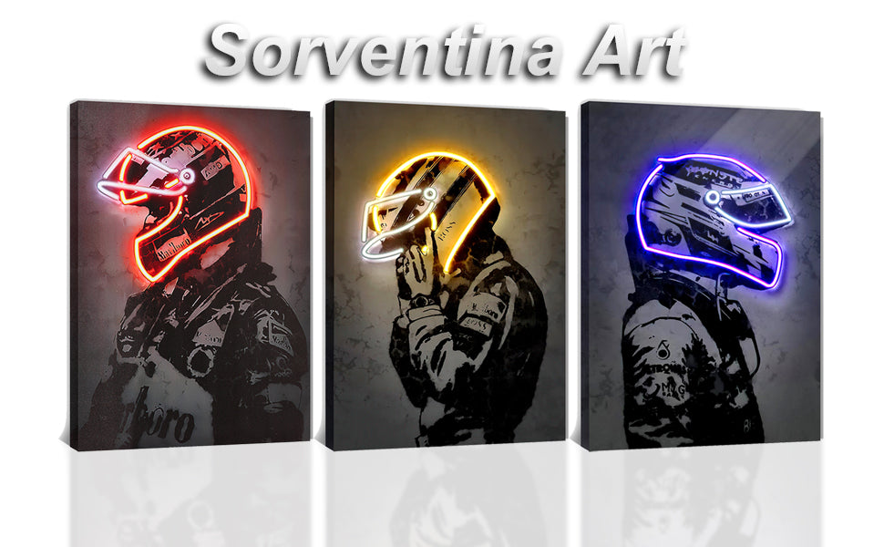 Sorventina Racing Superstar Canvas Prints Racer Driver Poster - Car Wall Art Sports Room Decor Neon Racing Posters for Living Room Bedroom Bar Home Decor Aesthetic, Wrap Framed (Red Aura)